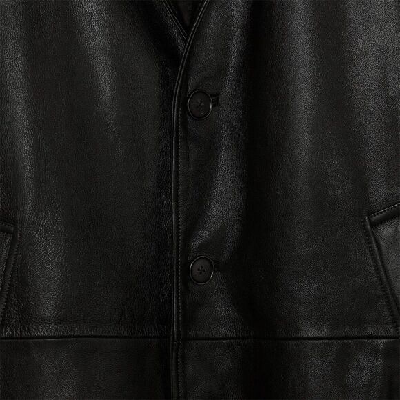 Steven Meisel Leather Overcoat Unisex Black Size L - Picture 7 of 9